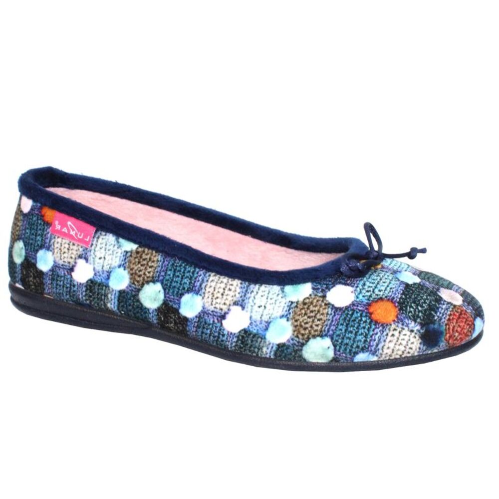 Lunar Womens/Ladies Magic Spotted Slippers / Navy